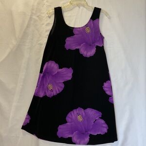 Black Dress with Purple Floral Print